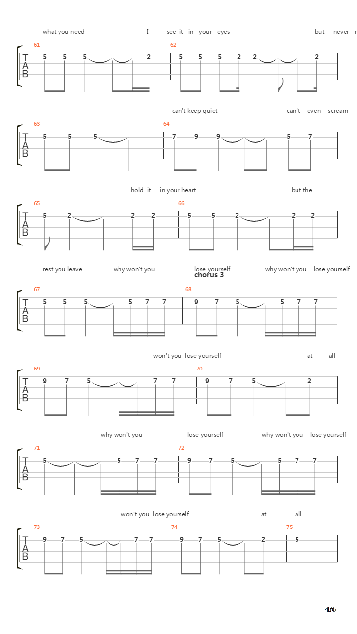 Lose Yourself吉他谱