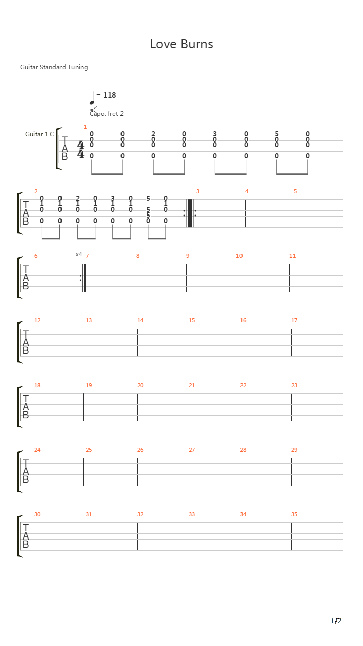 Love Burns吉他谱
