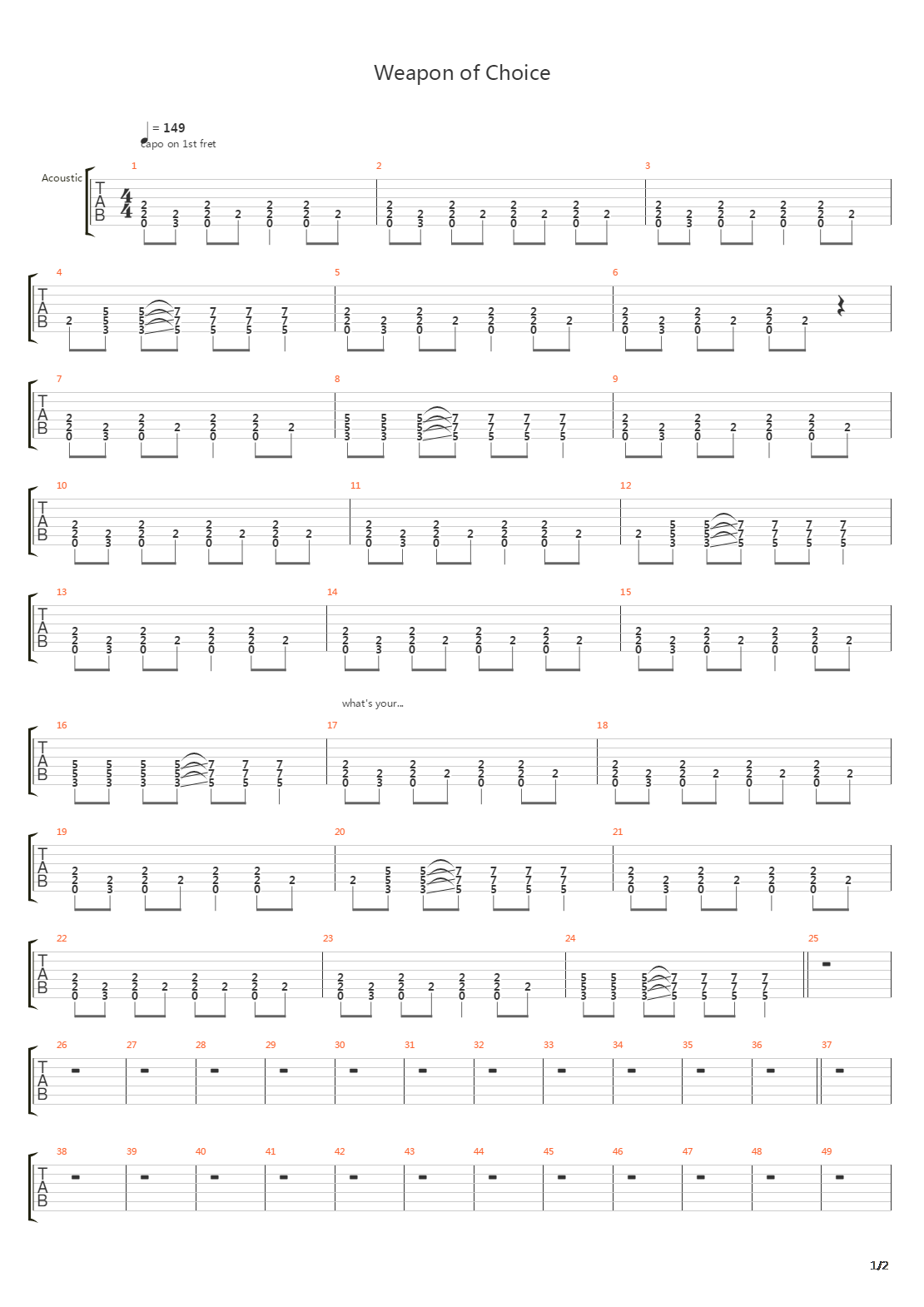 Weapon Of Choice吉他谱