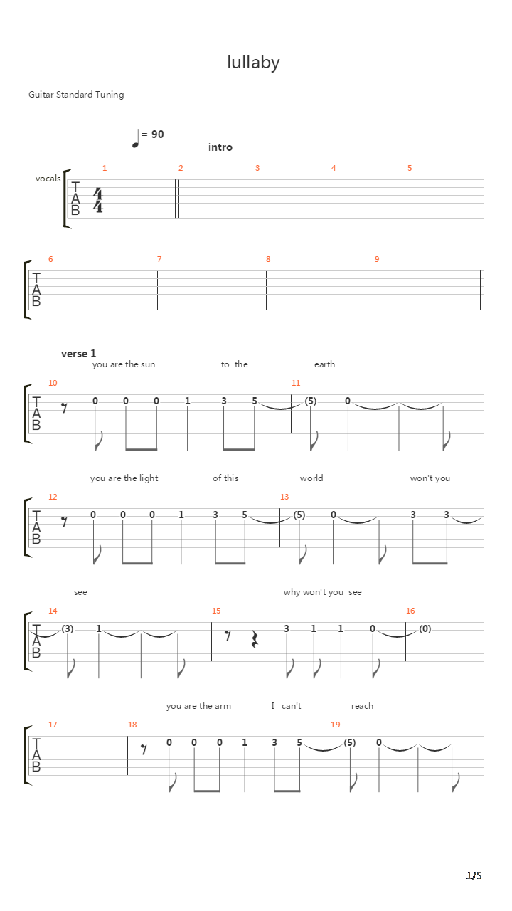lullaby吉他谱