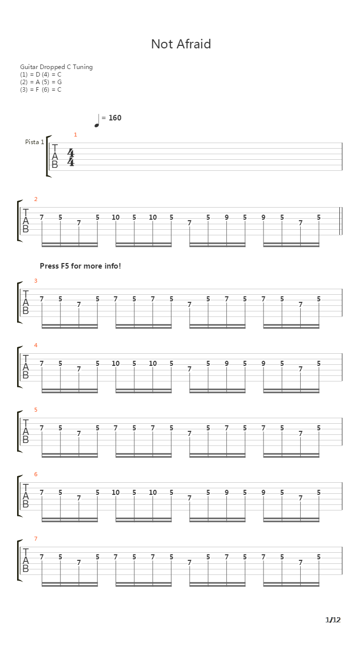 Not Afraid吉他谱