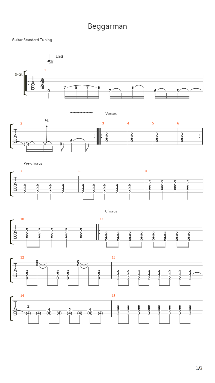 Beggarman吉他谱