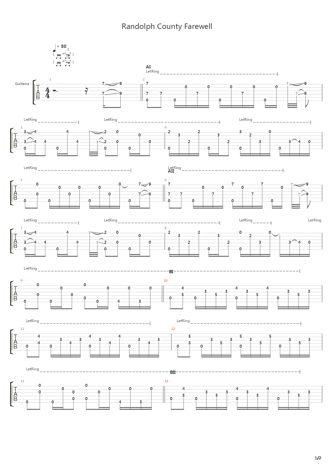 Randolph County Farewell吉他谱