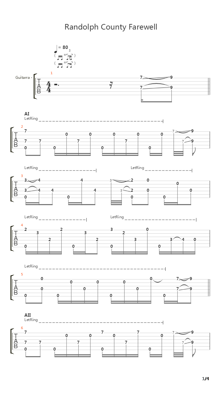 Randolph County Farewell吉他谱