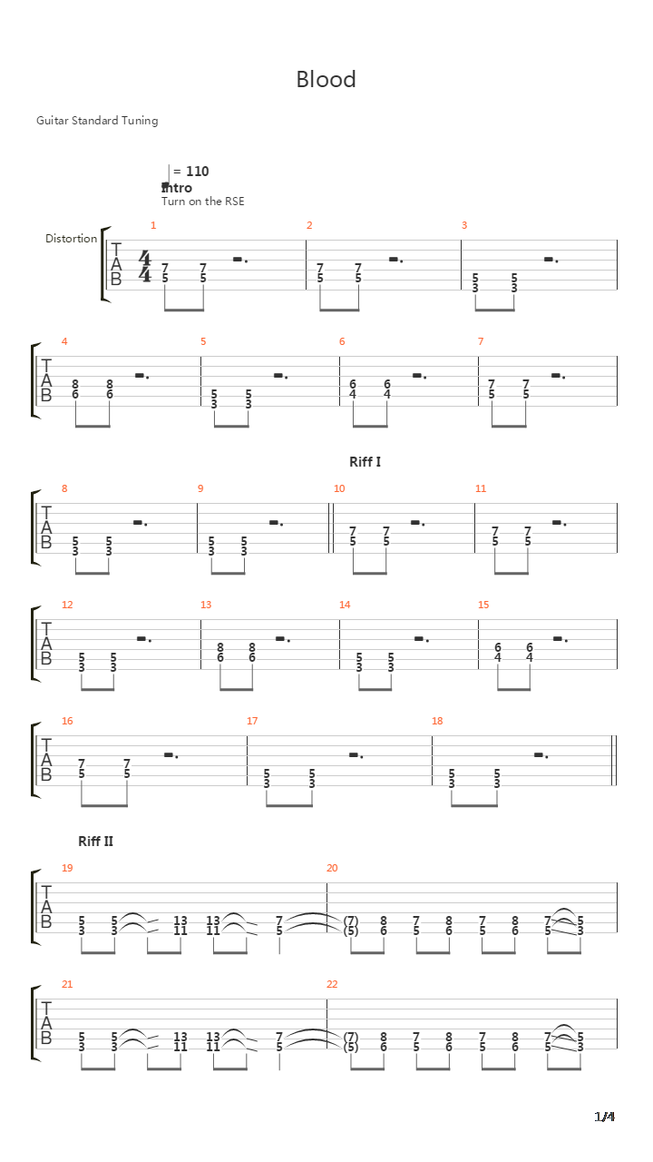 Blood吉他谱