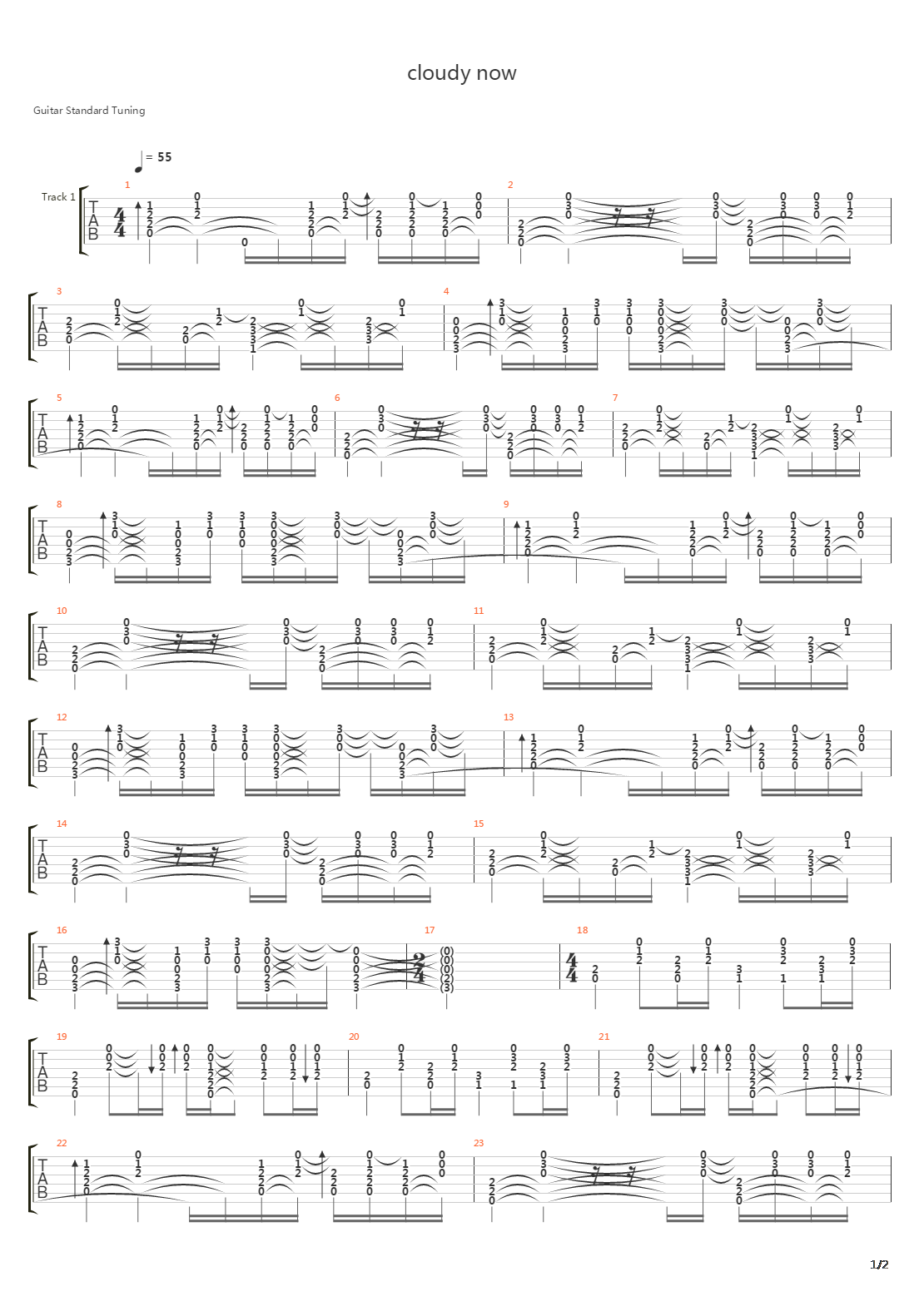Cloudy Now吉他谱