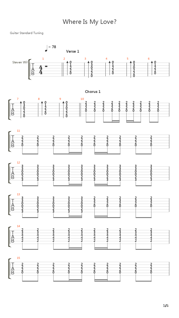 Where Is My Love吉他谱