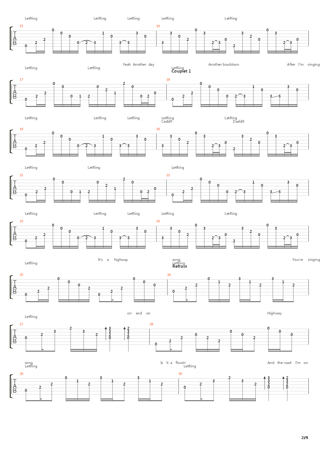 Highway Song吉他谱