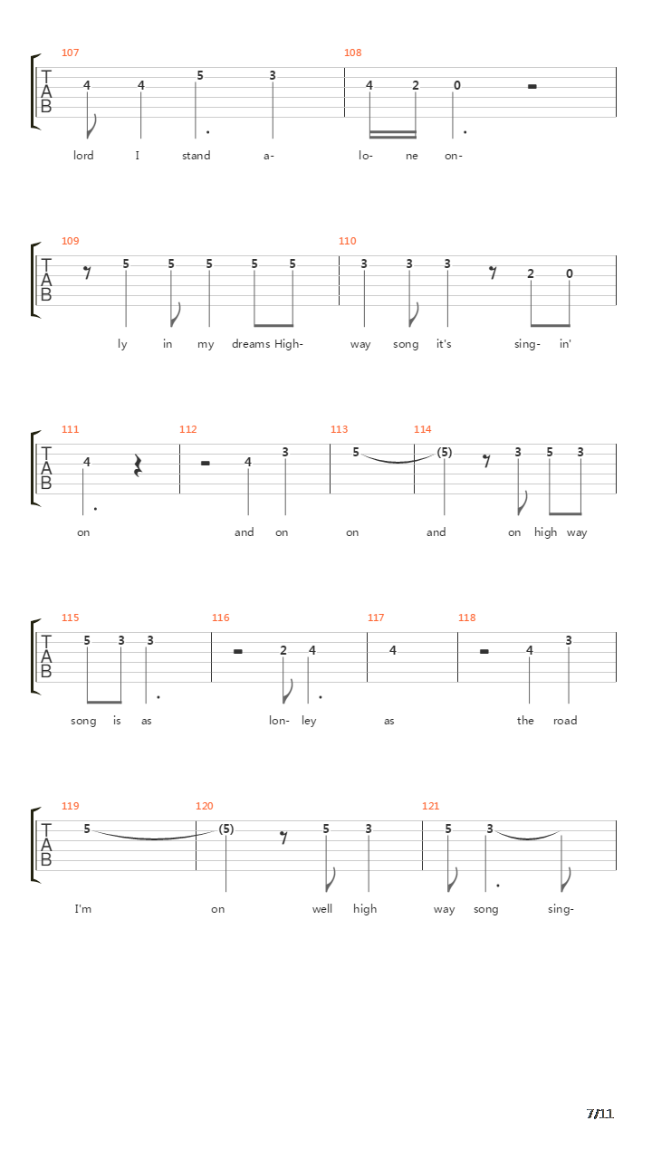 Highway Song吉他谱