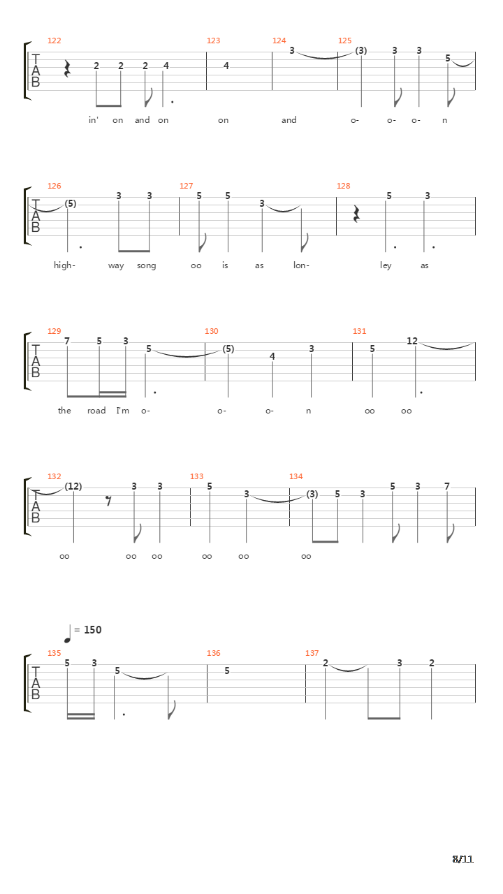 Highway Song吉他谱