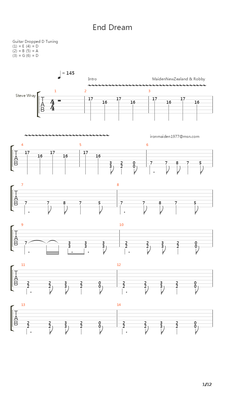 End Dream吉他谱