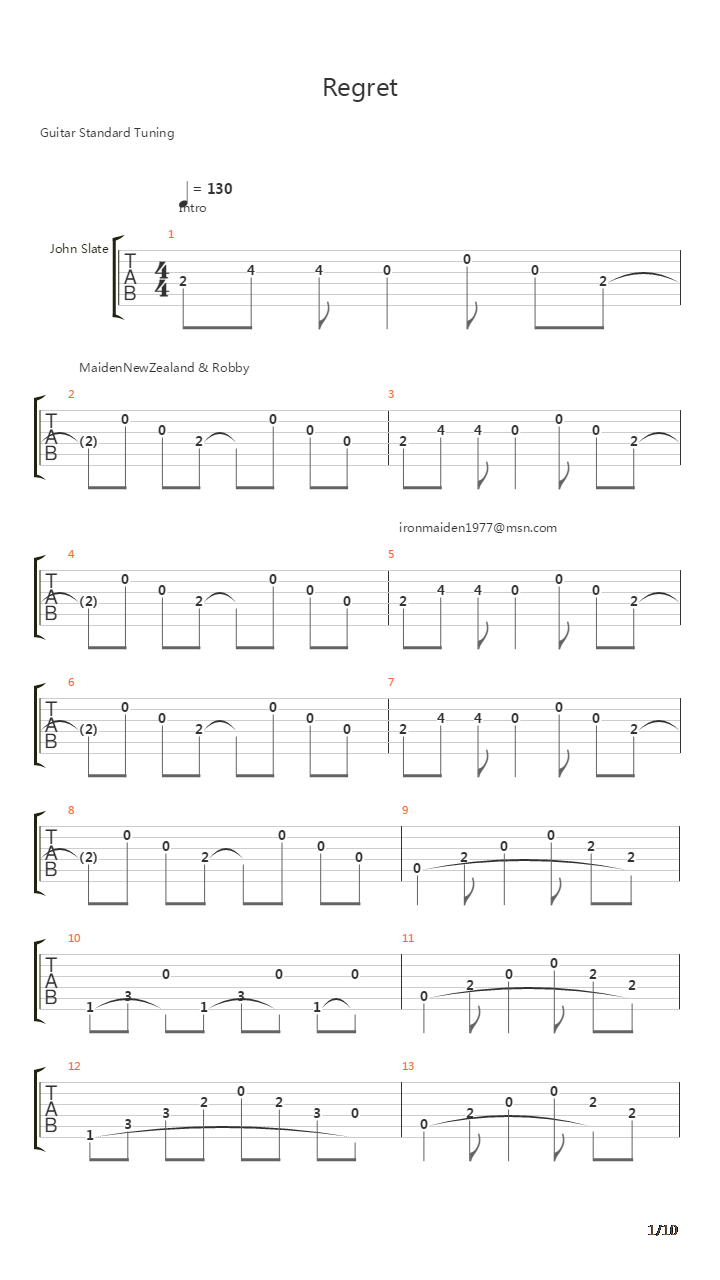 Regret吉他谱