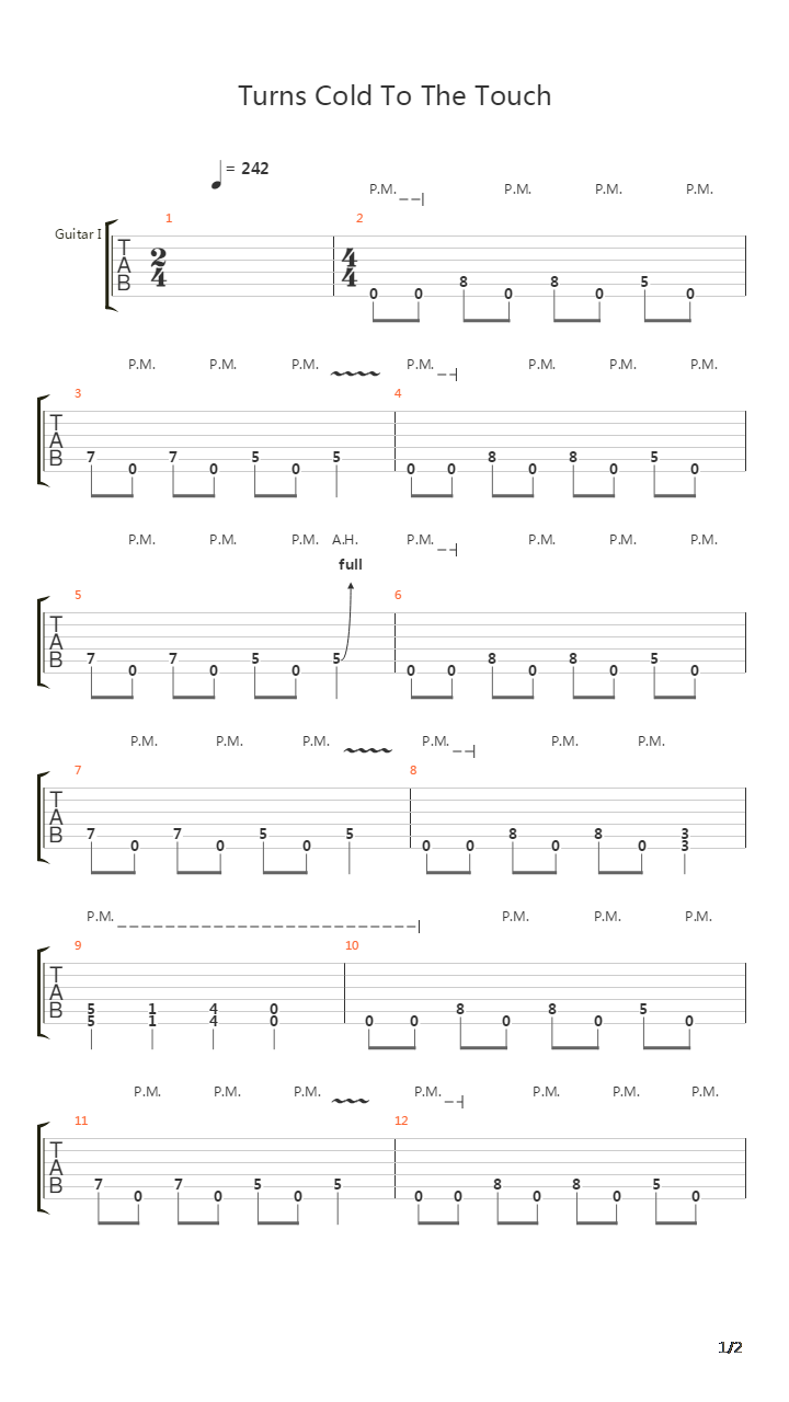 Turns Cold To The Touch吉他谱