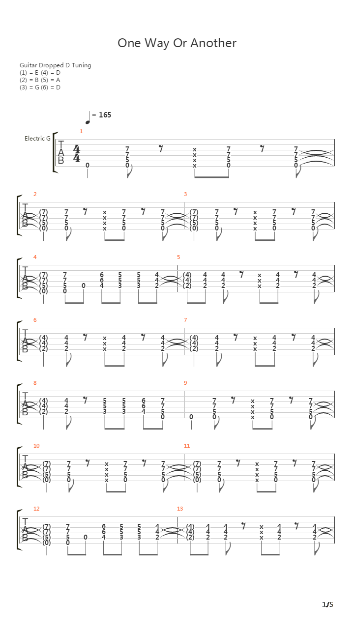 One Way Or Another吉他谱