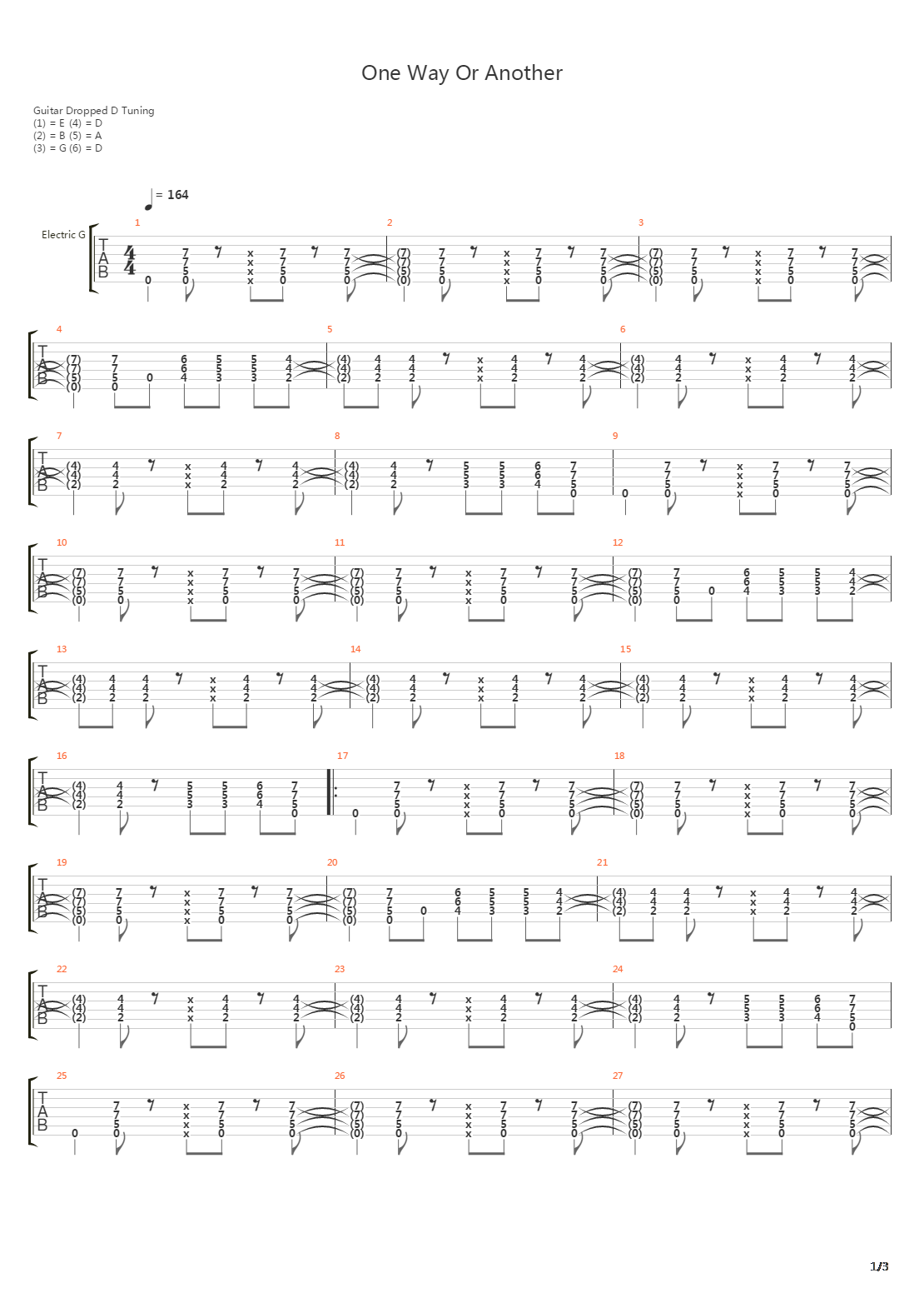 One Way Or Another吉他谱
