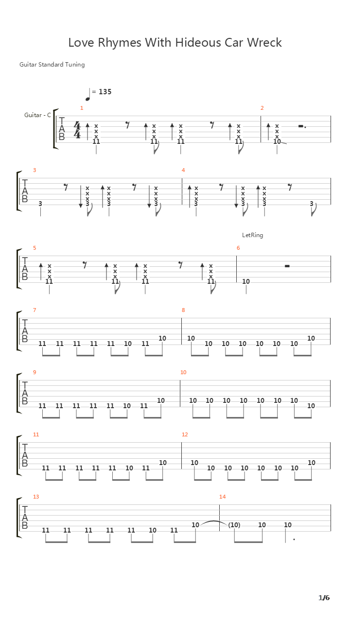 Love Rhymes With Hideous Car Wreck吉他谱