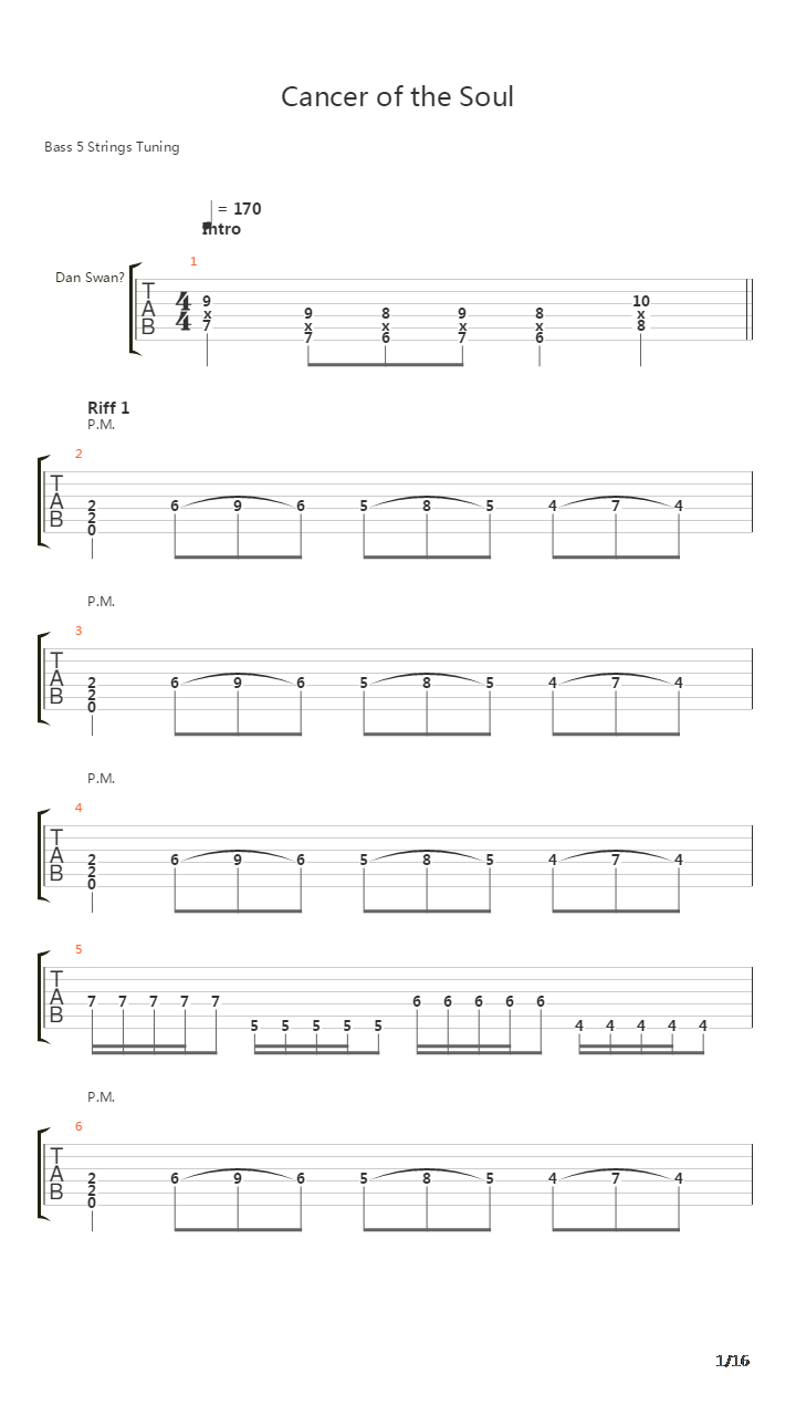 Cancer Of The Soul吉他谱