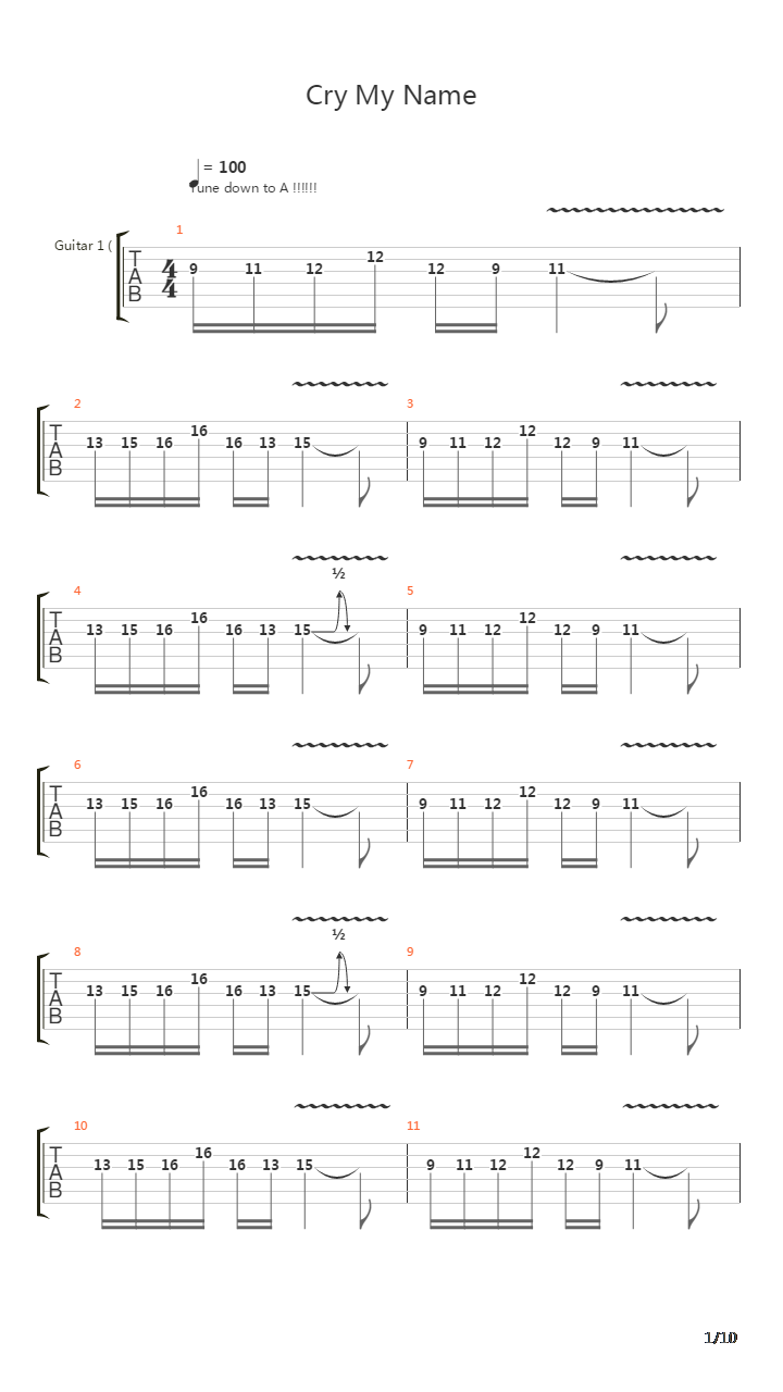 Cry My Name吉他谱