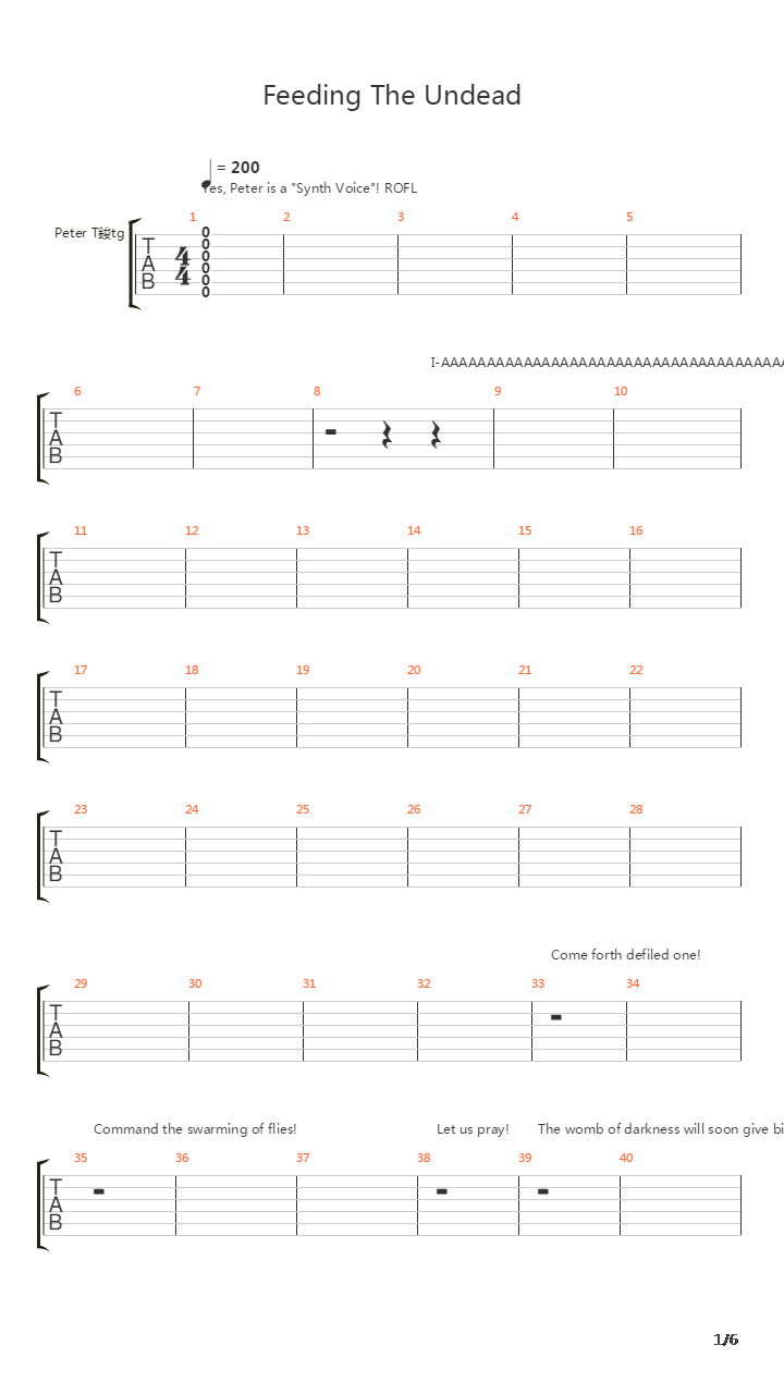 Feeding The Undead吉他谱