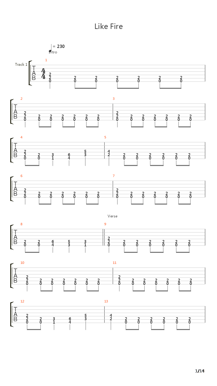 Like Fire吉他谱
