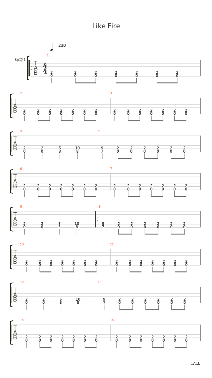 Like Fire吉他谱