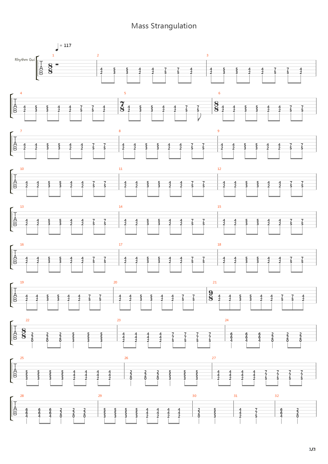 Mass Strangulation吉他谱