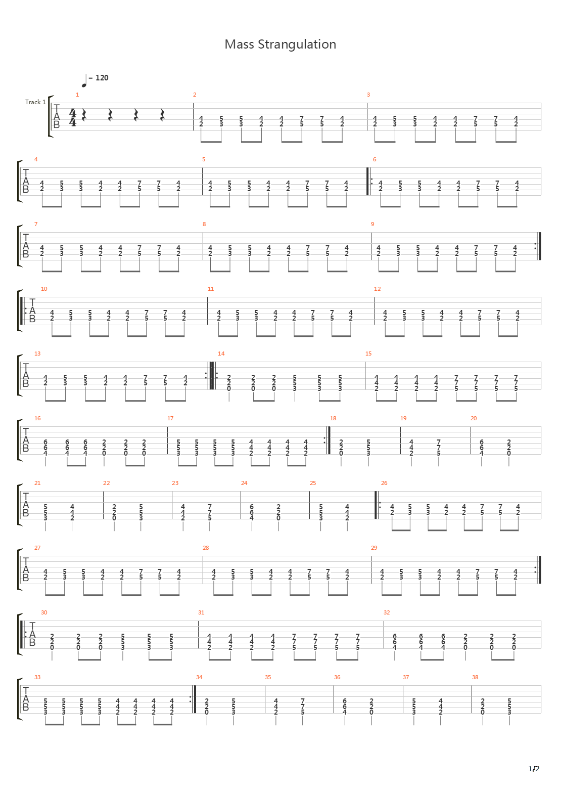 Mass Strangulation吉他谱