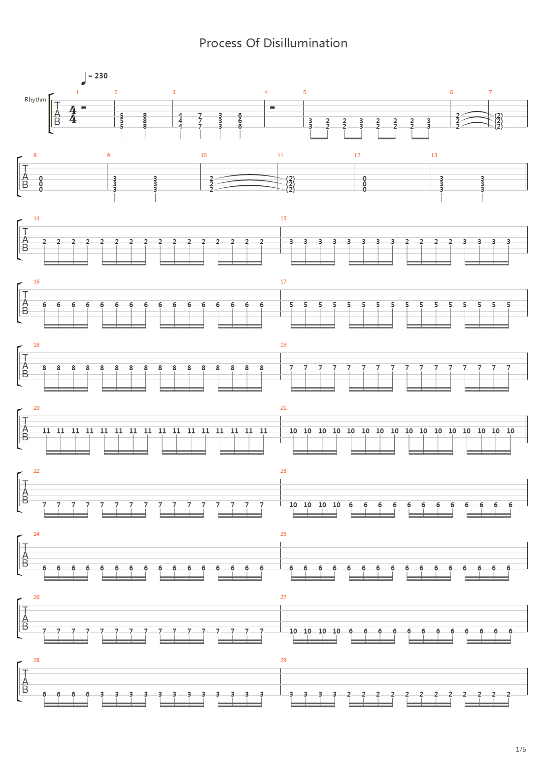 Process Of Disillumination吉他谱