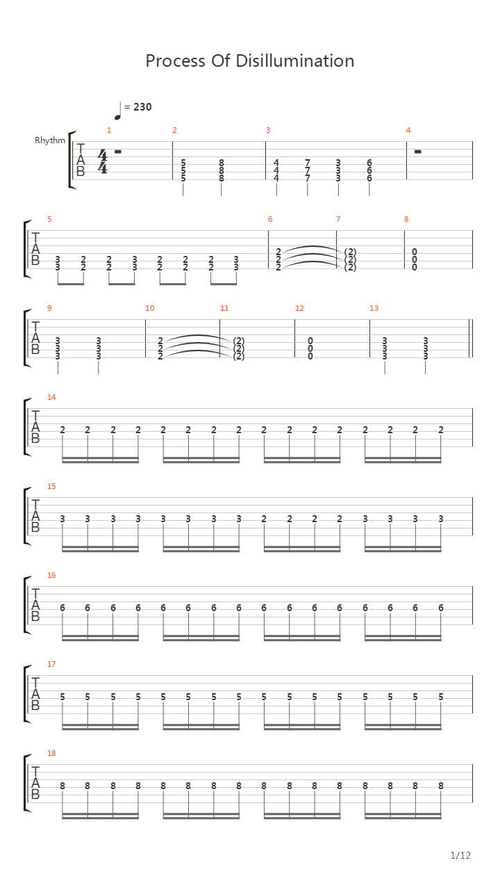 Process Of Disillumination吉他谱