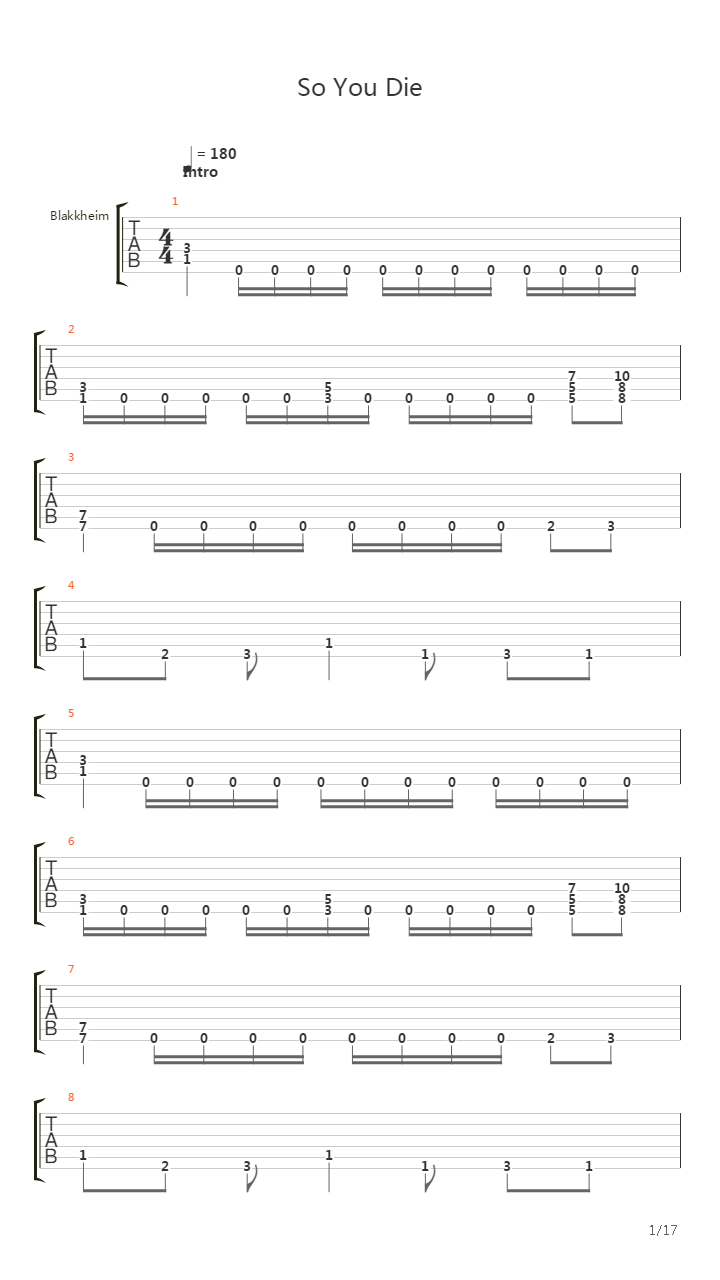 So You Die吉他谱