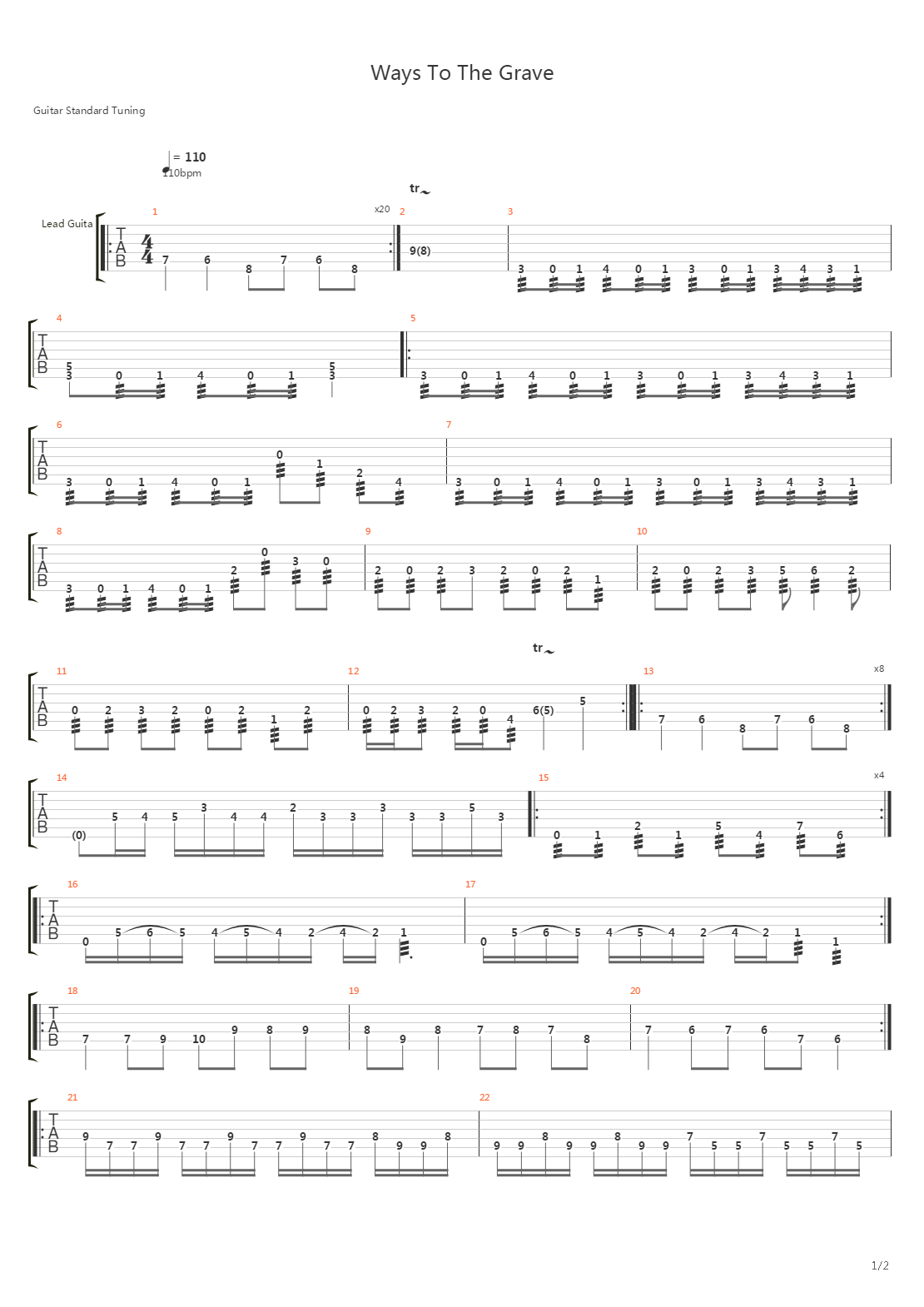 Ways To The Grave吉他谱