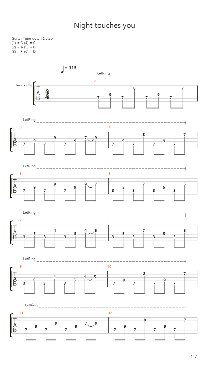 Night Touches You吉他谱