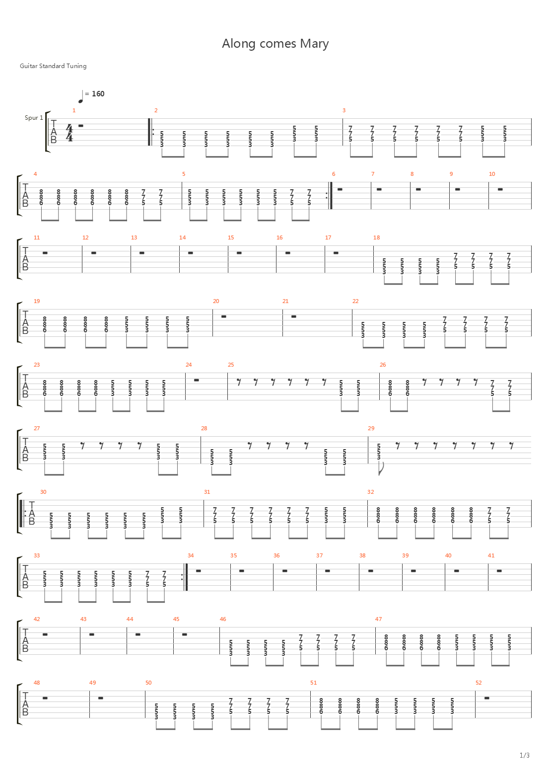 Along Comes Mary吉他谱