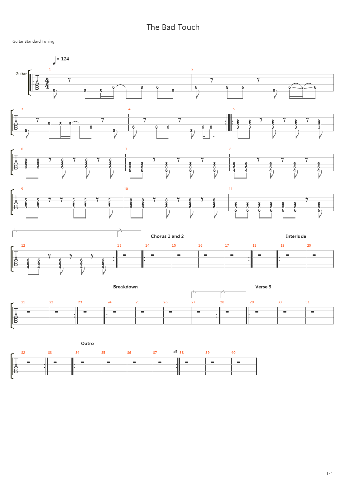 Bad Touch吉他谱