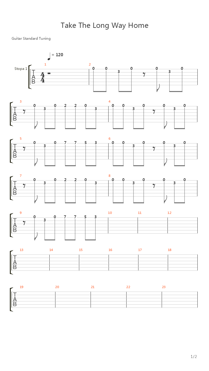 Take The Long Way Home吉他谱