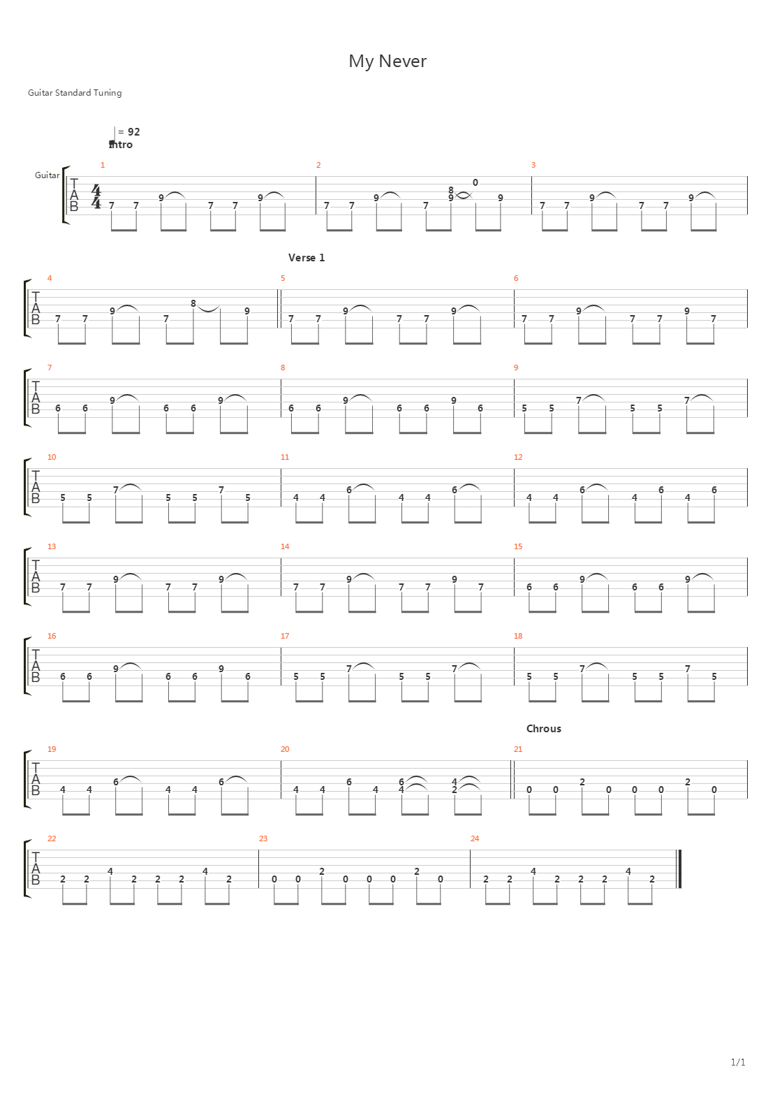 My Never吉他谱