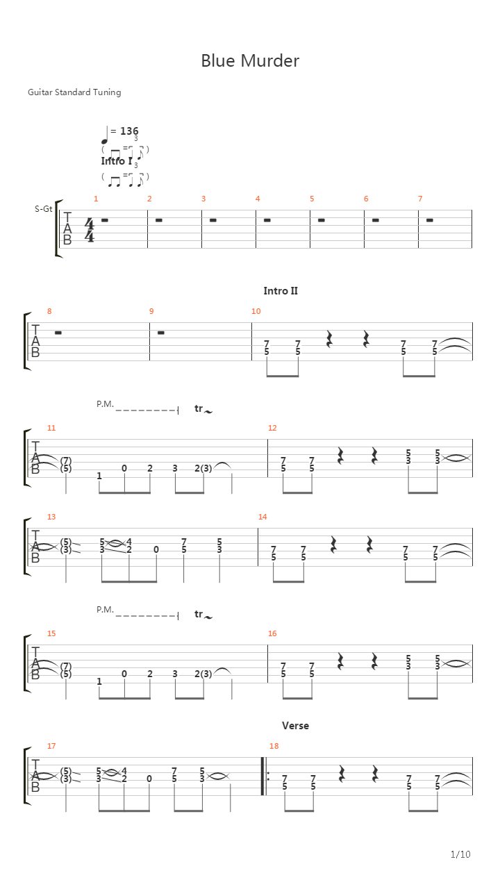 Blue Murder吉他谱