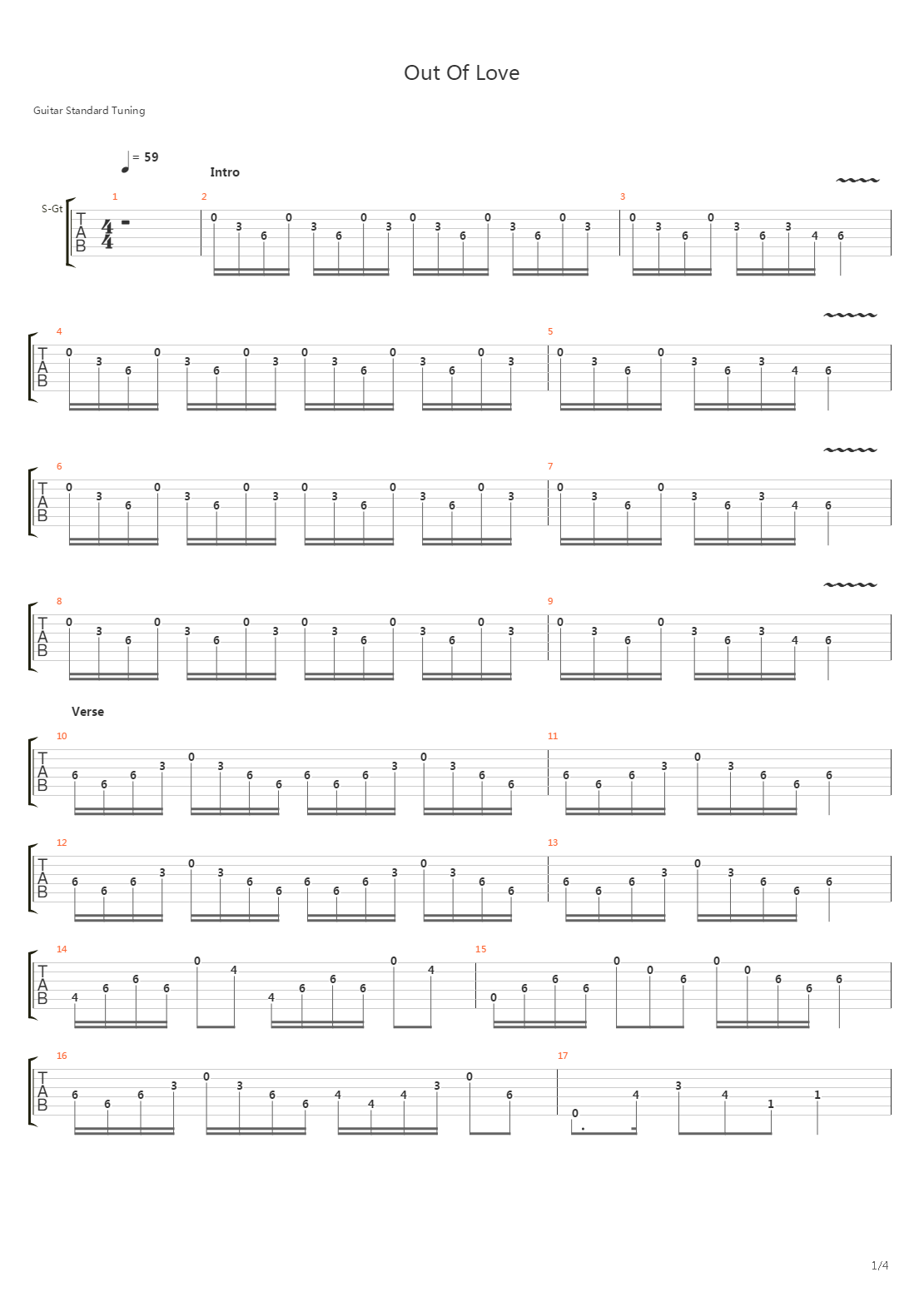 Out Of Love吉他谱
