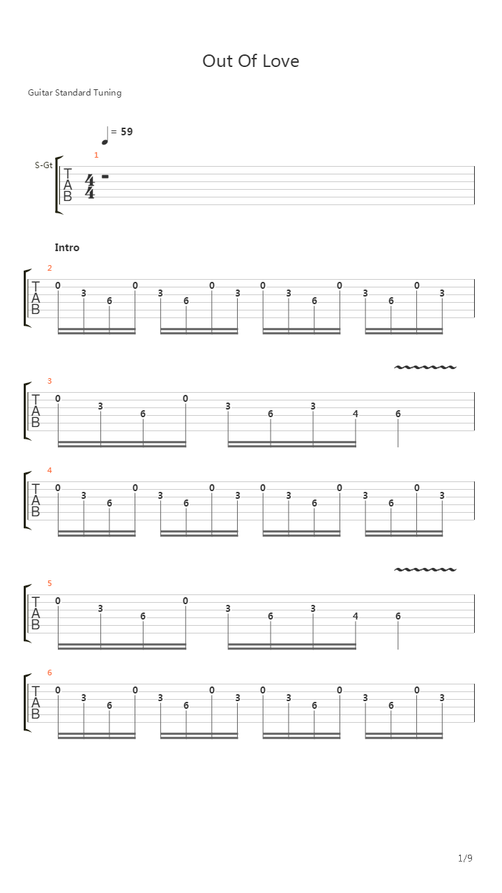 Out Of Love吉他谱
