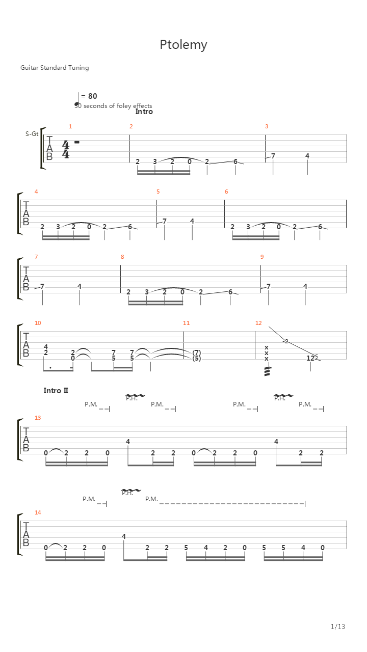 Ptolemy吉他谱