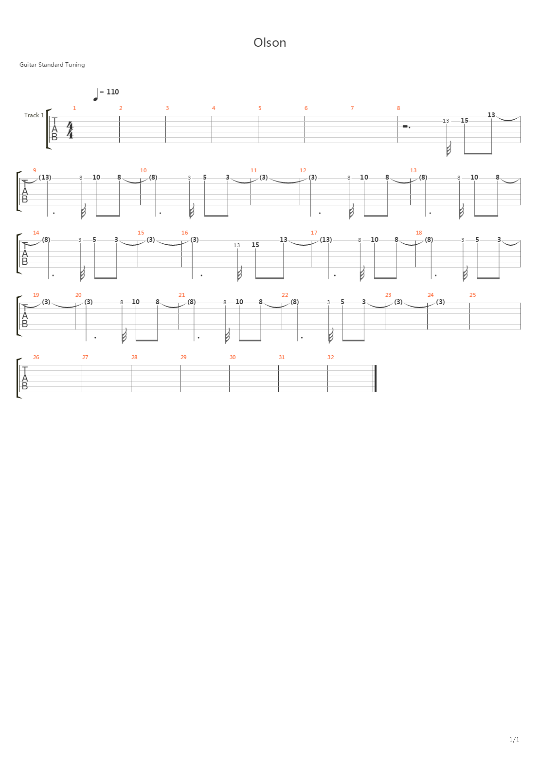 Olson吉他谱