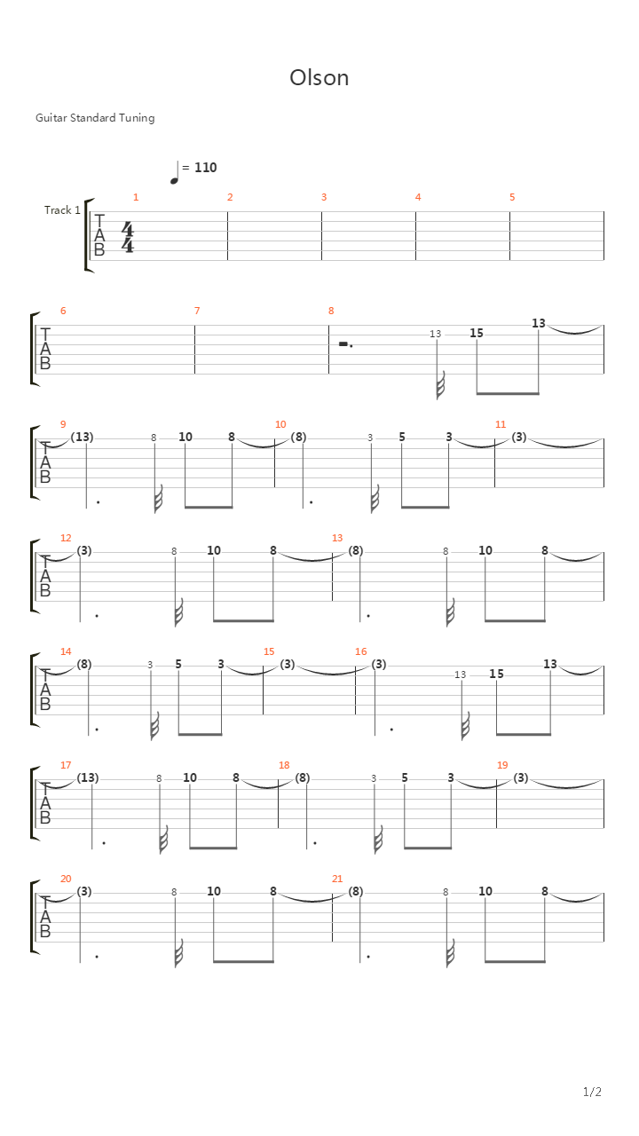 Olson吉他谱