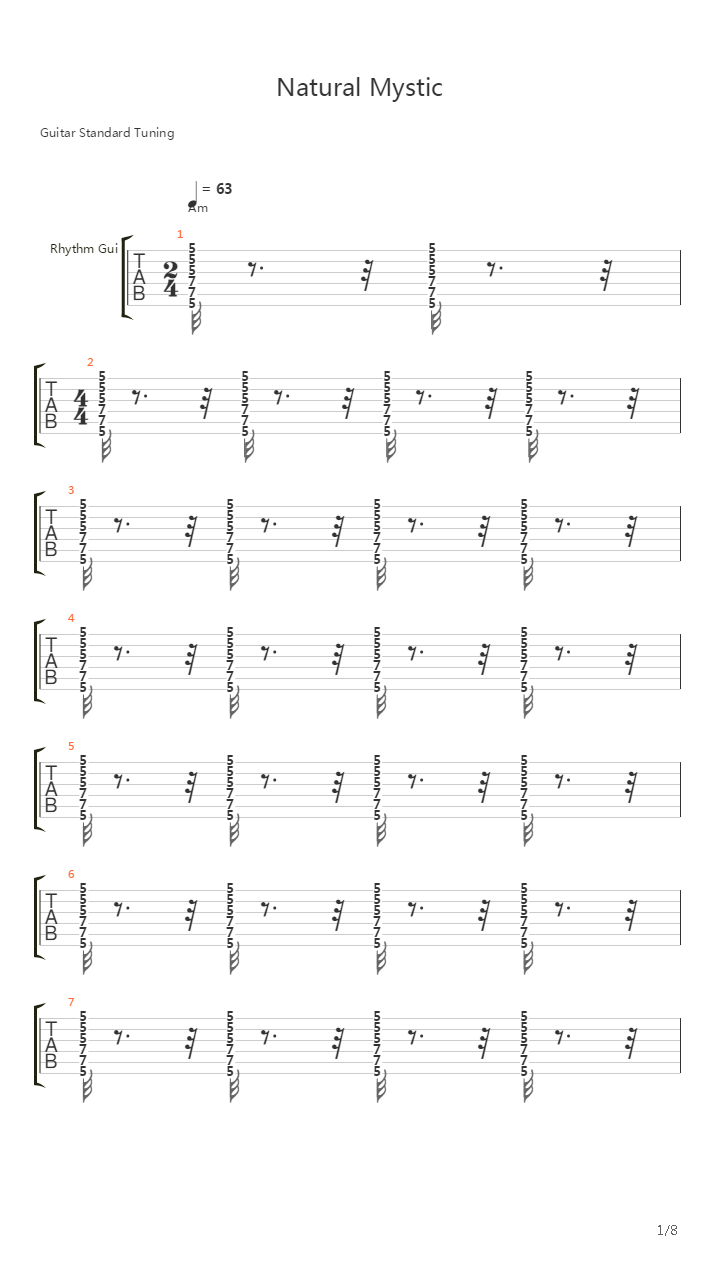 Natural Mystic吉他谱