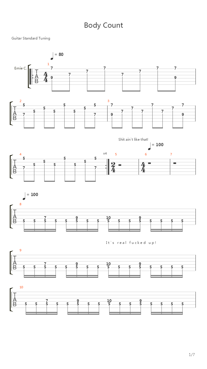 Body Count吉他谱