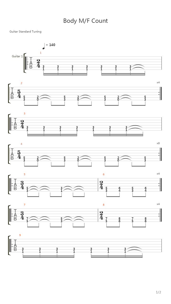 Body M F Count吉他谱