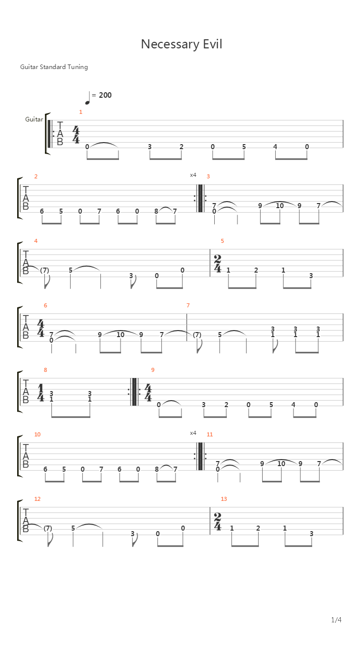 Necessary Evil吉他谱