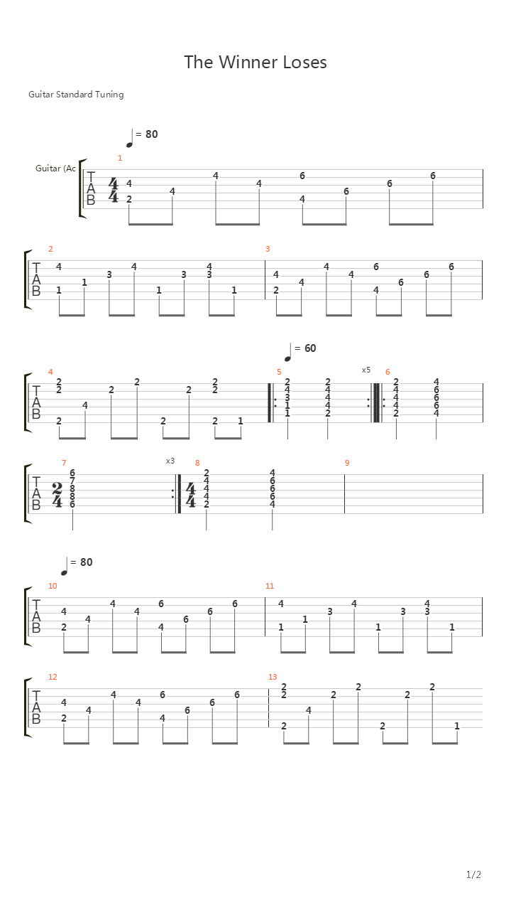 The Winner Loses吉他谱