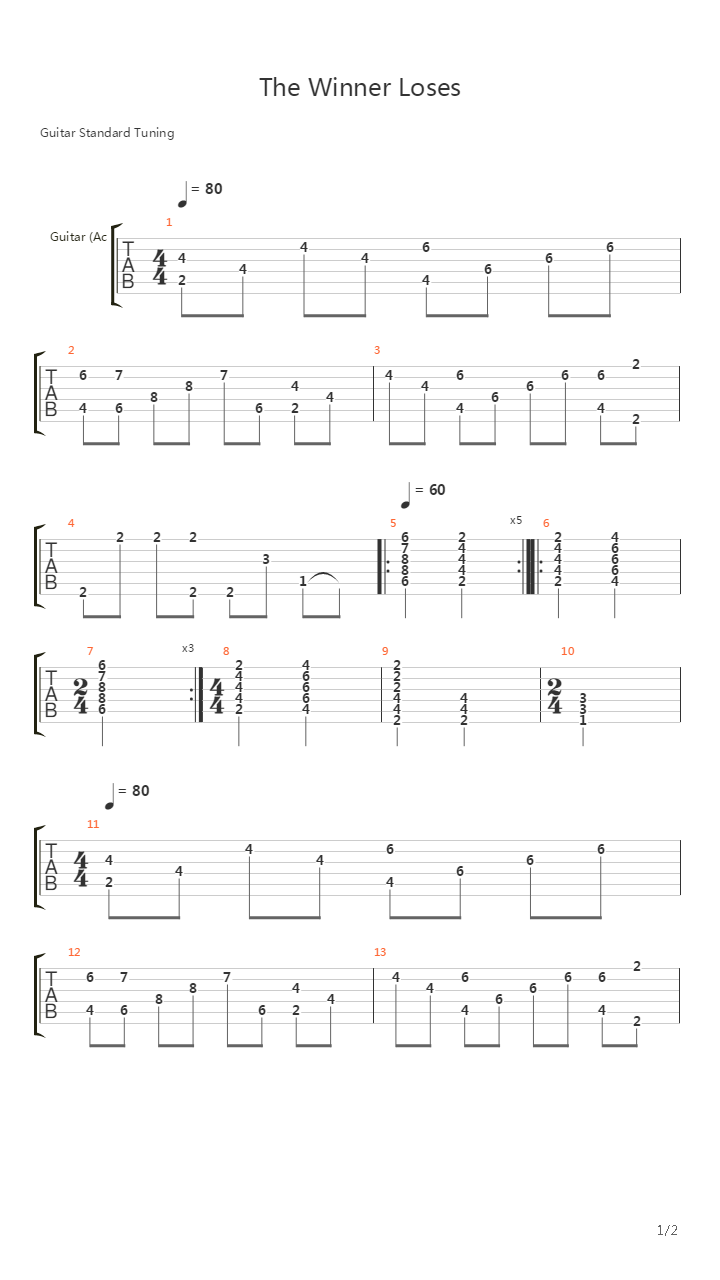 The Winner Loses吉他谱