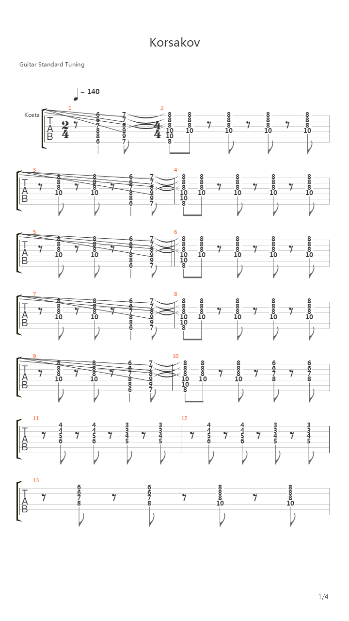 Korsakov吉他谱
