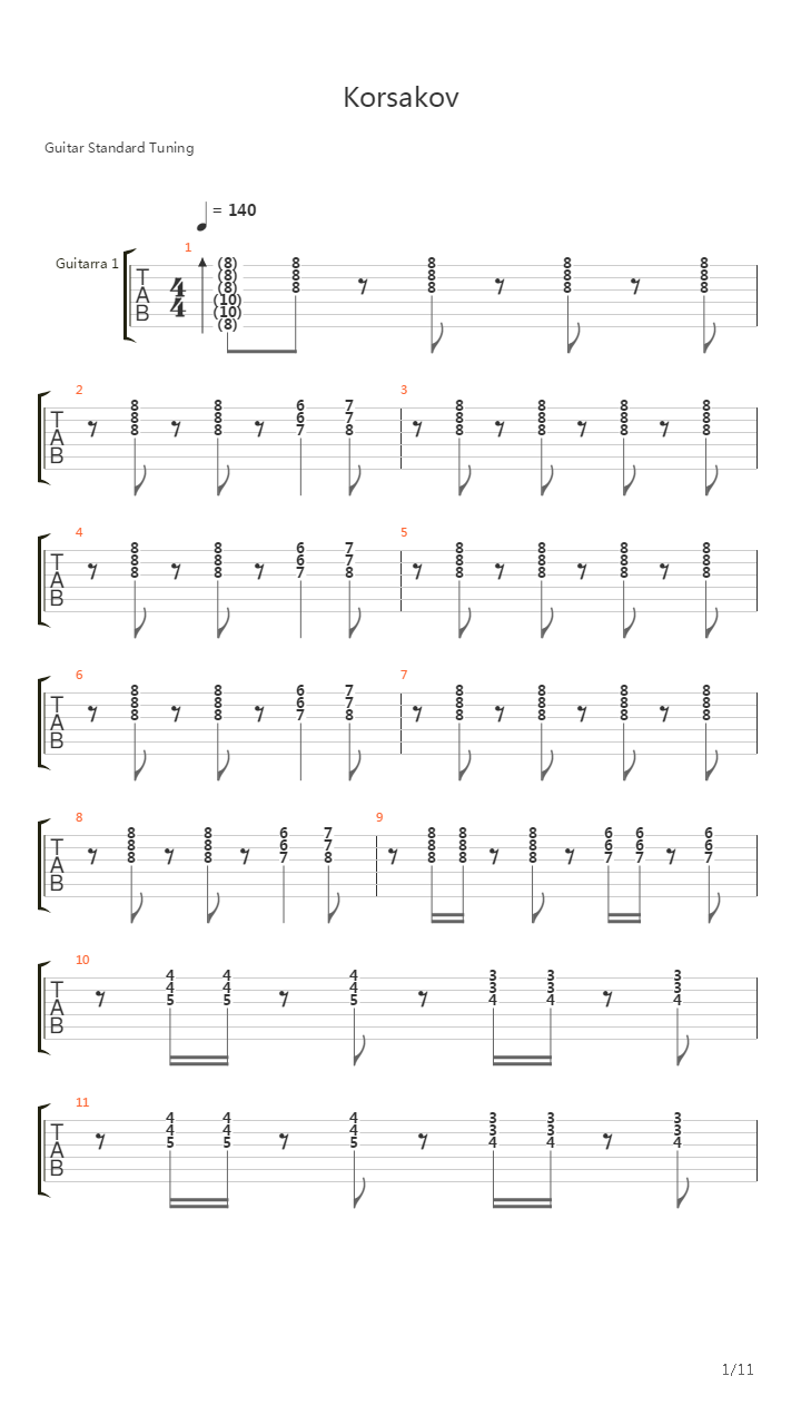 Korsakov吉他谱